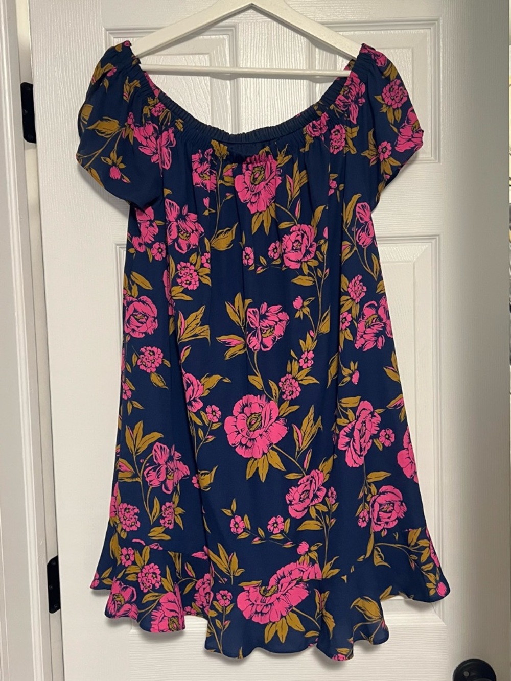 Express Navy Off-Shoulder Dress - XL